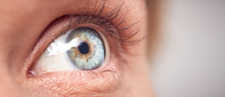 Extreme close up of blue and hazel eye