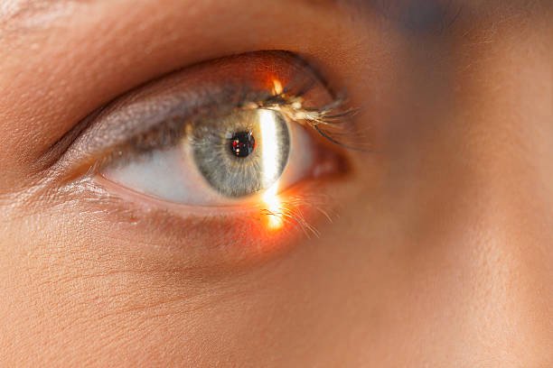 light shining into an eye