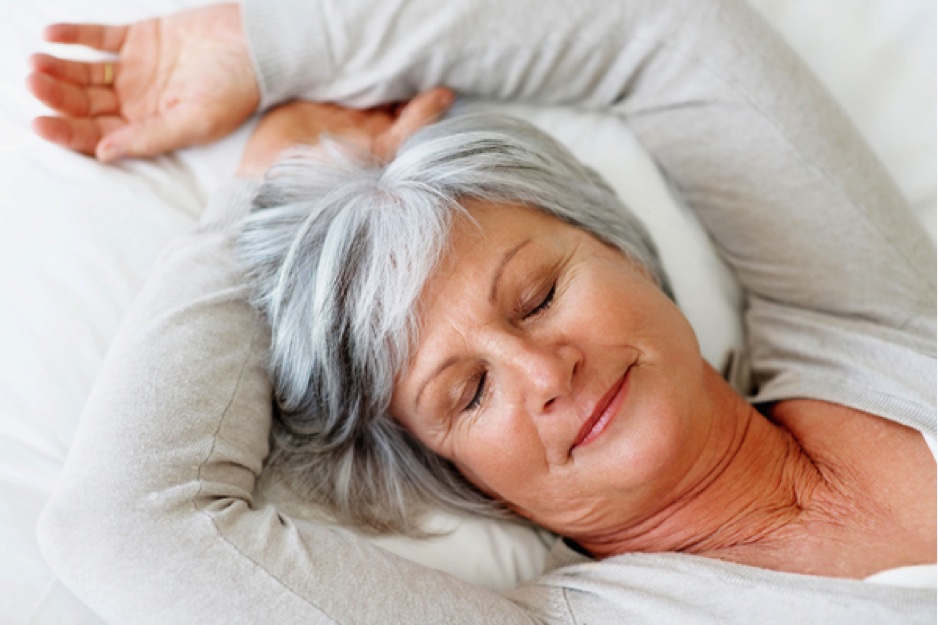 older lady sleeping comfortably after cataract surgery